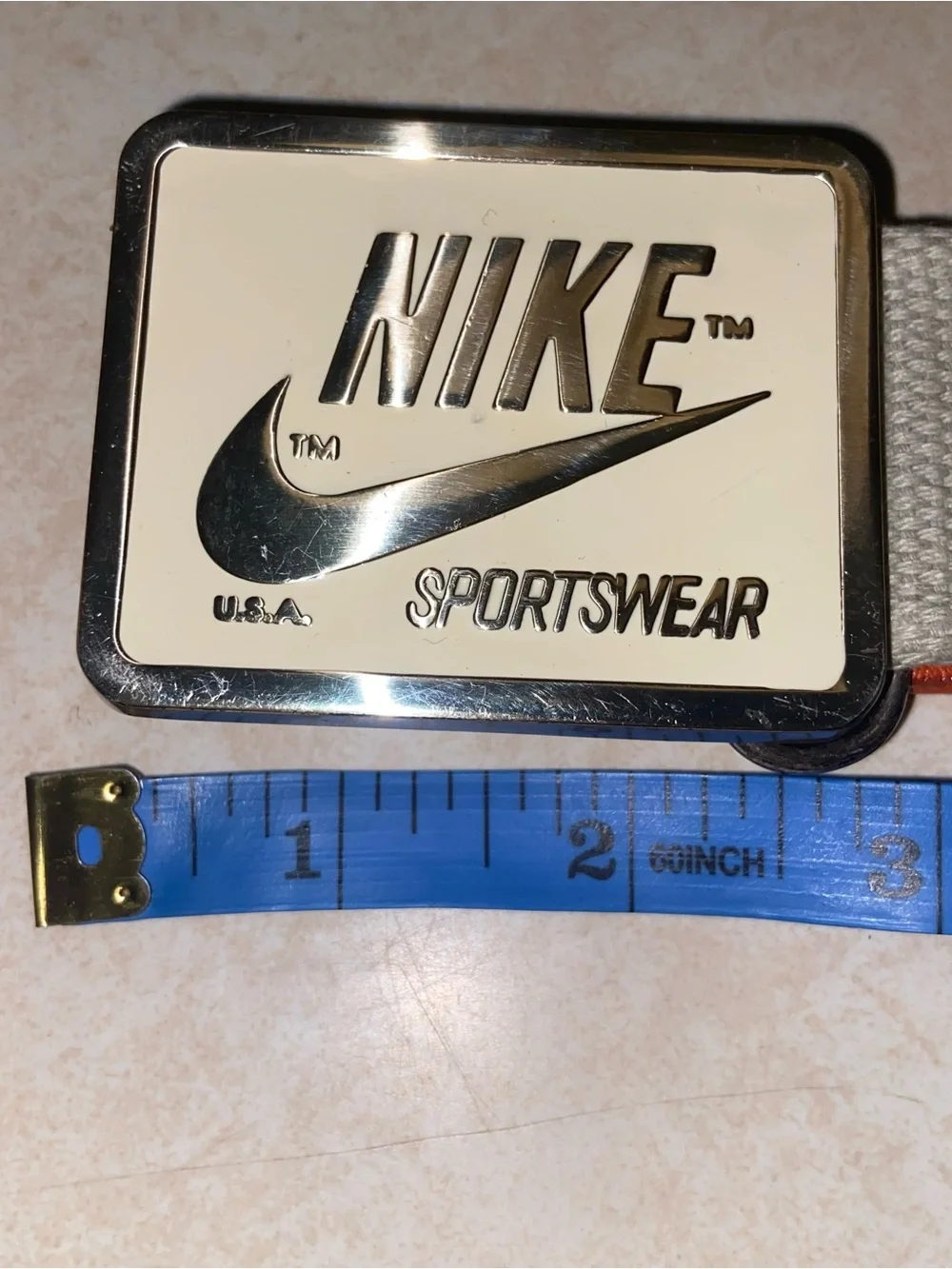 Vintage Nike Belt Brass Buckle Mens Large Orange Label Rare Limited Release 44”